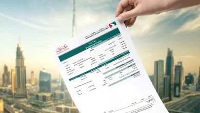 Hand holding a commercial license document over a city skyline background